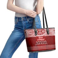 Toa Samoa Christmas Leather Tote Bag Samoa Siva Tau Manuia Le Kerisimasi Red Vibe - Wonder Print Shop