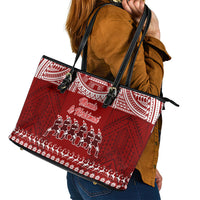 Toa Samoa Christmas Leather Tote Bag Samoa Siva Tau Manuia Le Kerisimasi Red Vibe - Wonder Print Shop