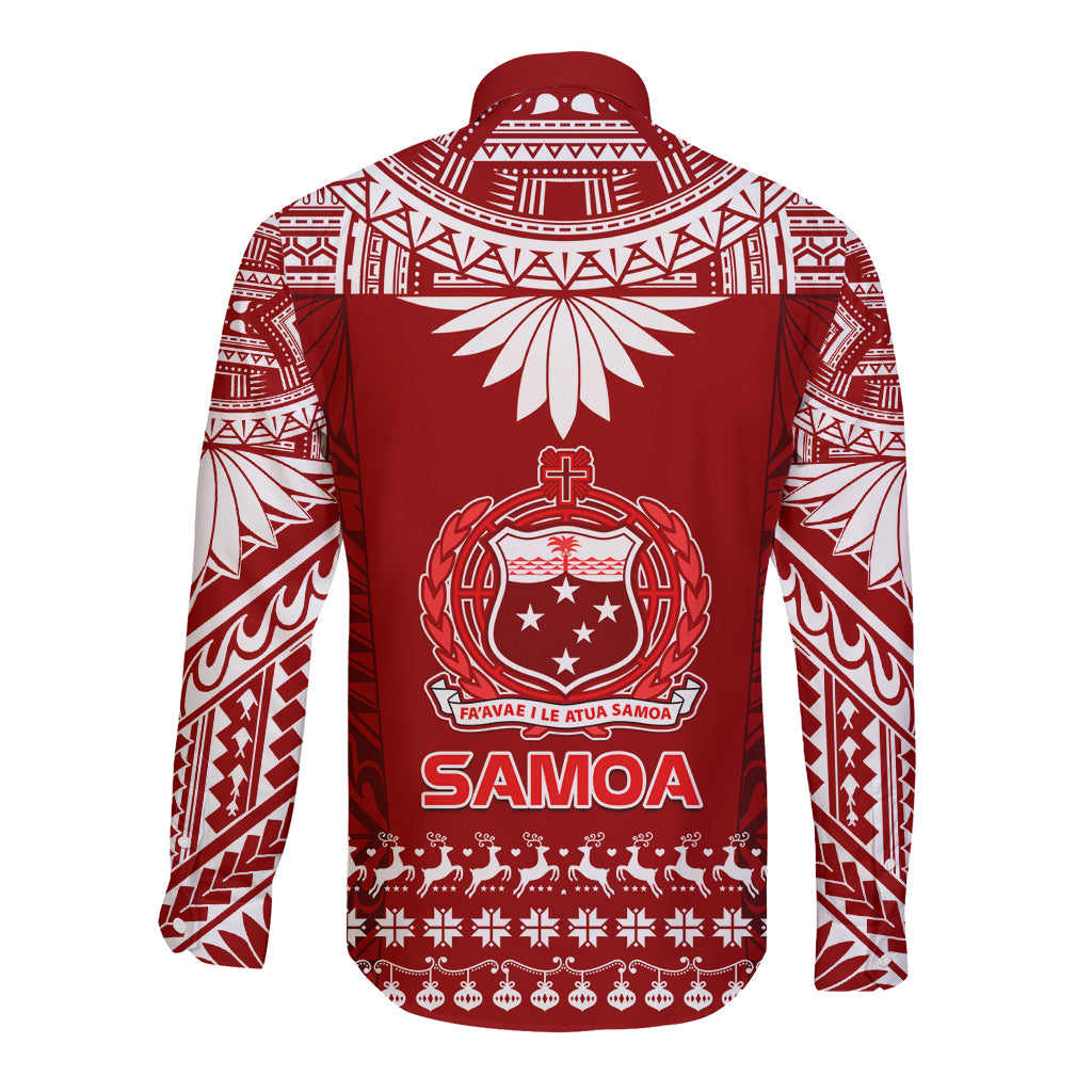 Toa Samoa Christmas Long Sleeve Button Shirt Samoa Siva Tau Manuia Le Kerisimasi Red Vibe - Wonder Print Shop
