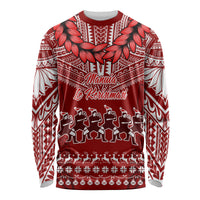 Toa Samoa Christmas Long Sleeve Shirt Samoa Siva Tau Manuia Le Kerisimasi Red Vibe - Wonder Print Shop