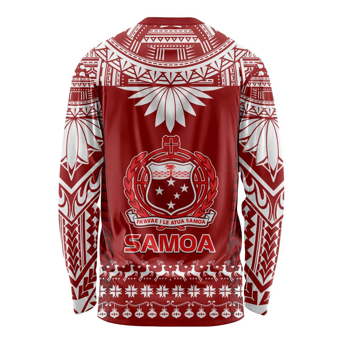 Toa Samoa Christmas Long Sleeve Shirt Samoa Siva Tau Manuia Le Kerisimasi Red Vibe - Wonder Print Shop
