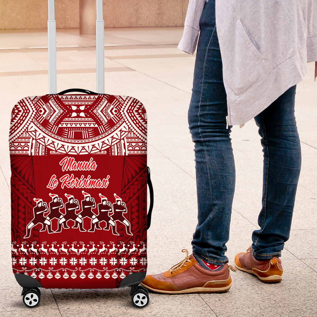 Toa Samoa Christmas Luggage Cover Samoa Siva Tau Manuia Le Kerisimasi Red Vibe - Wonder Print Shop