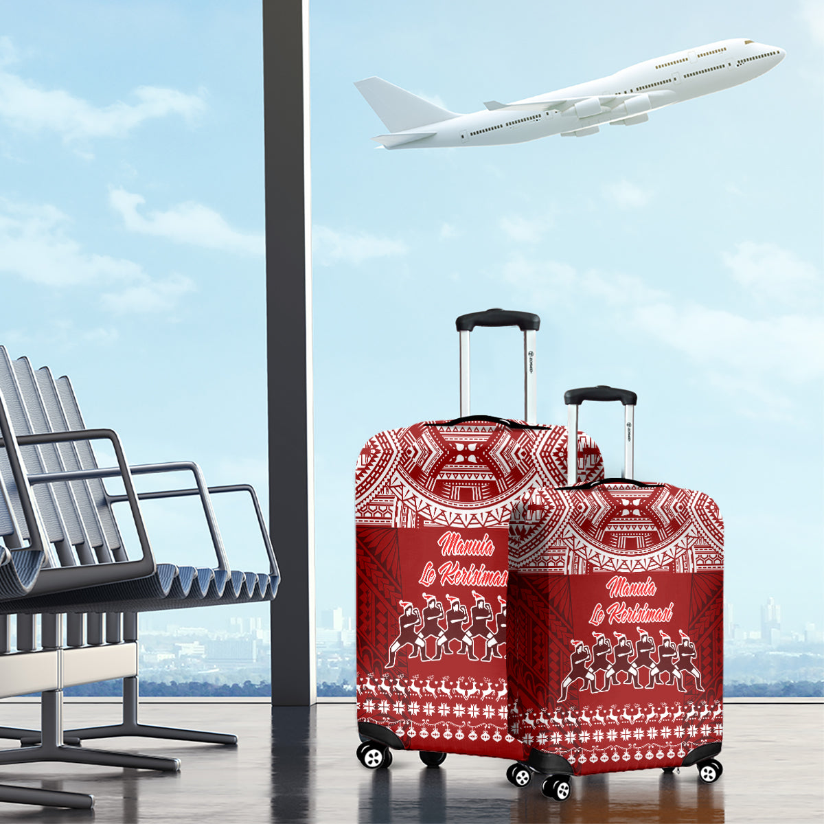 Toa Samoa Christmas Luggage Cover Samoa Siva Tau Manuia Le Kerisimasi Red Vibe - Wonder Print Shop