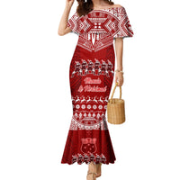 Toa Samoa Christmas Mermaid Dress Samoa Siva Tau Manuia Le Kerisimasi Red Vibe - Wonder Print Shop