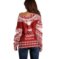 Toa Samoa Christmas Off Shoulder Sweater Samoa Siva Tau Manuia Le Kerisimasi Red Vibe - Wonder Print Shop