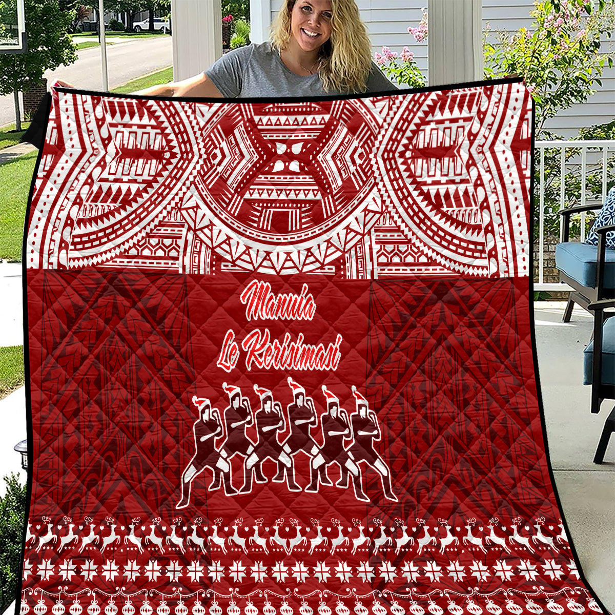 Toa Samoa Christmas Quilt Samoa Siva Tau Manuia Le Kerisimasi Red Vibe - Wonder Print Shop