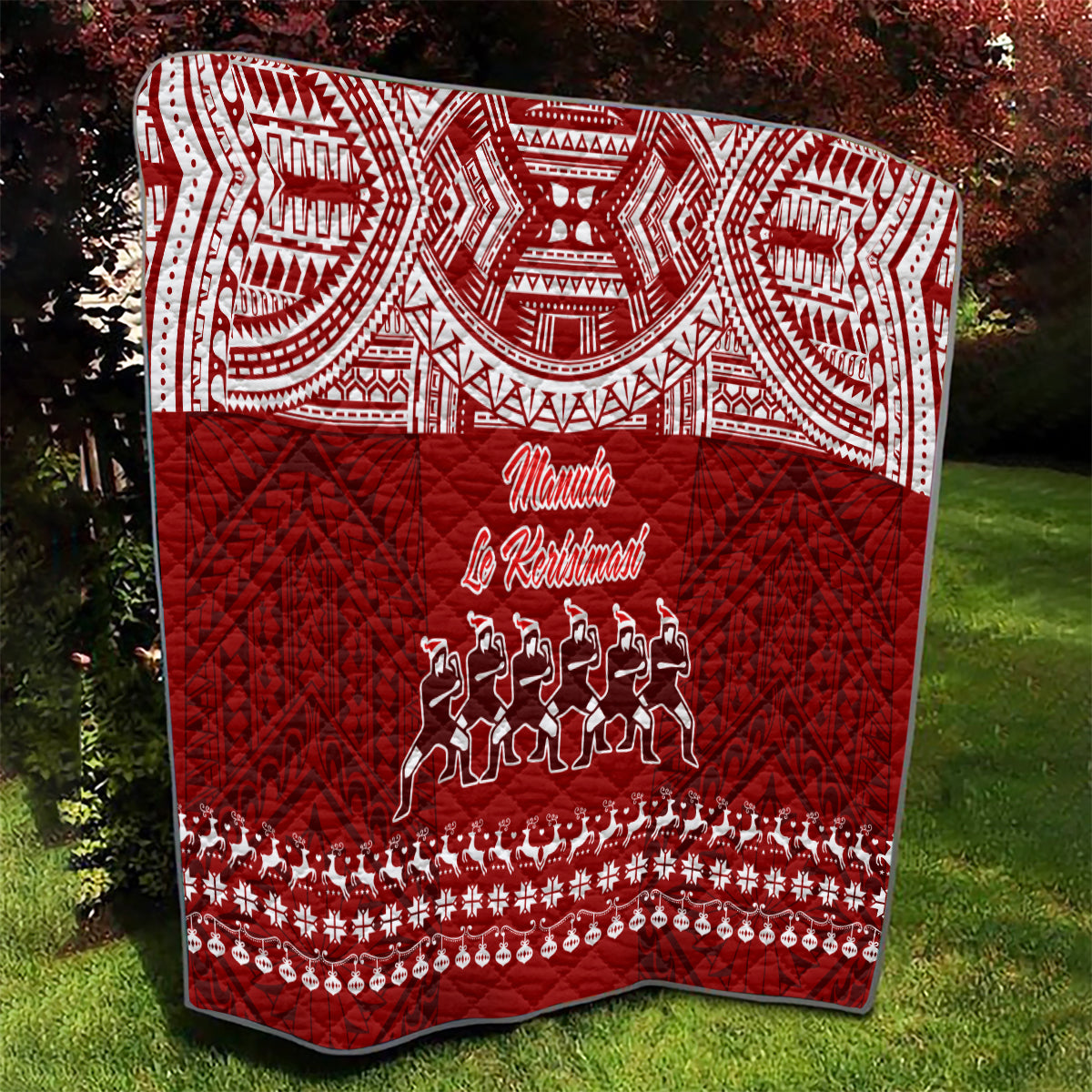 Toa Samoa Christmas Quilt Samoa Siva Tau Manuia Le Kerisimasi Red Vibe - Wonder Print Shop