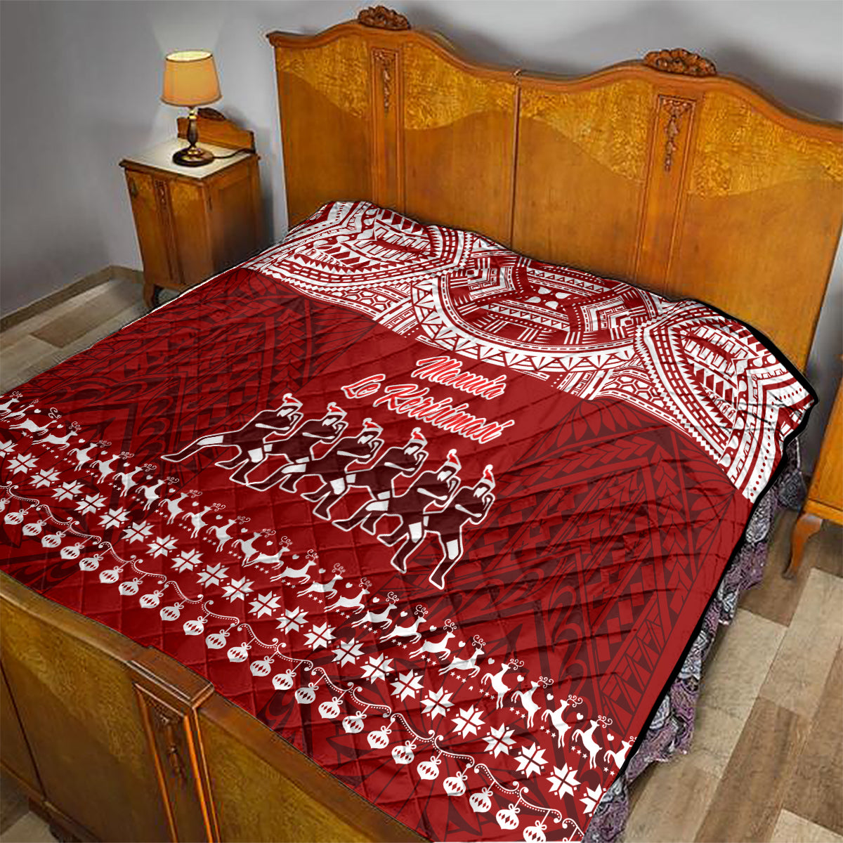 Toa Samoa Christmas Quilt Samoa Siva Tau Manuia Le Kerisimasi Red Vibe - Wonder Print Shop