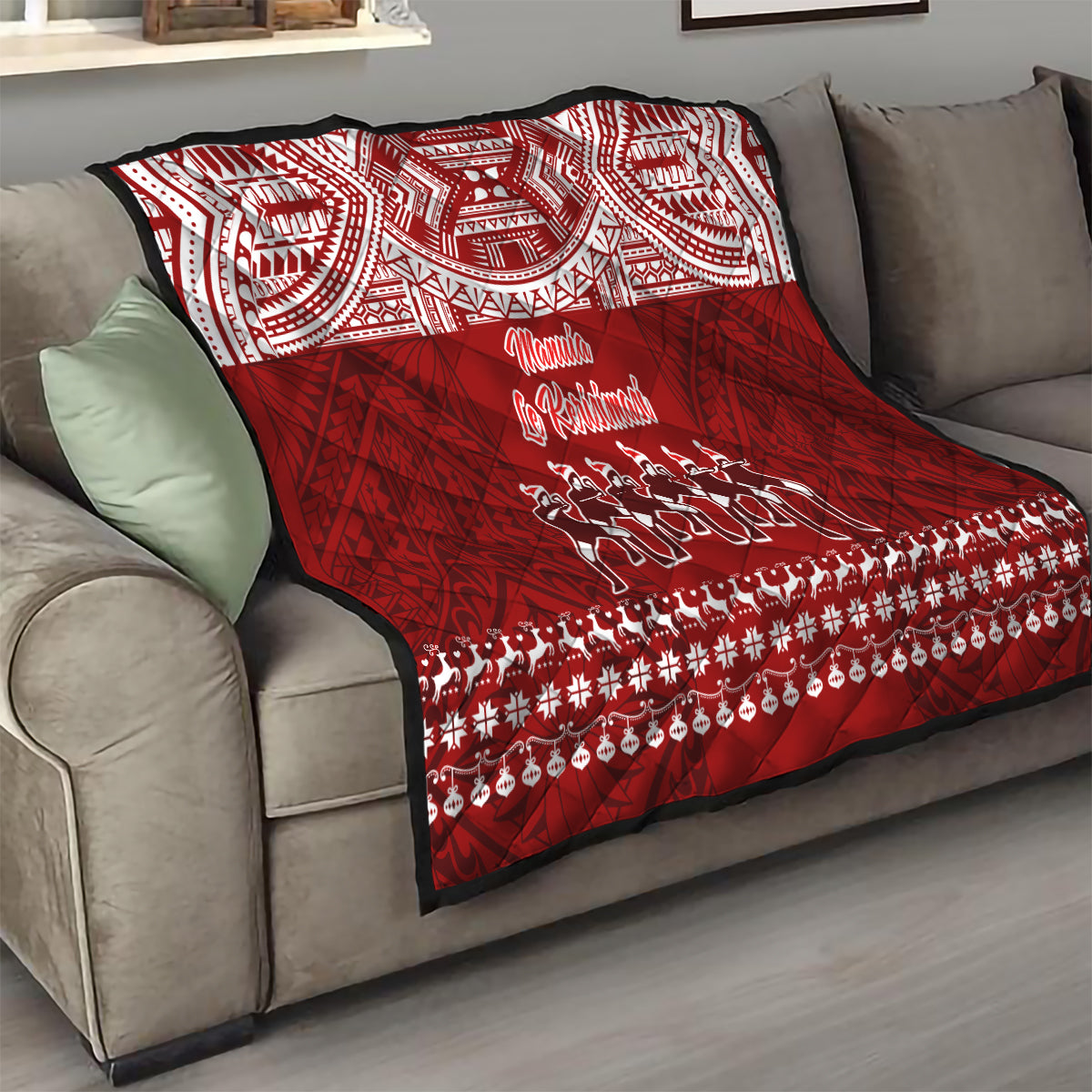 Toa Samoa Christmas Quilt Samoa Siva Tau Manuia Le Kerisimasi Red Vibe - Wonder Print Shop