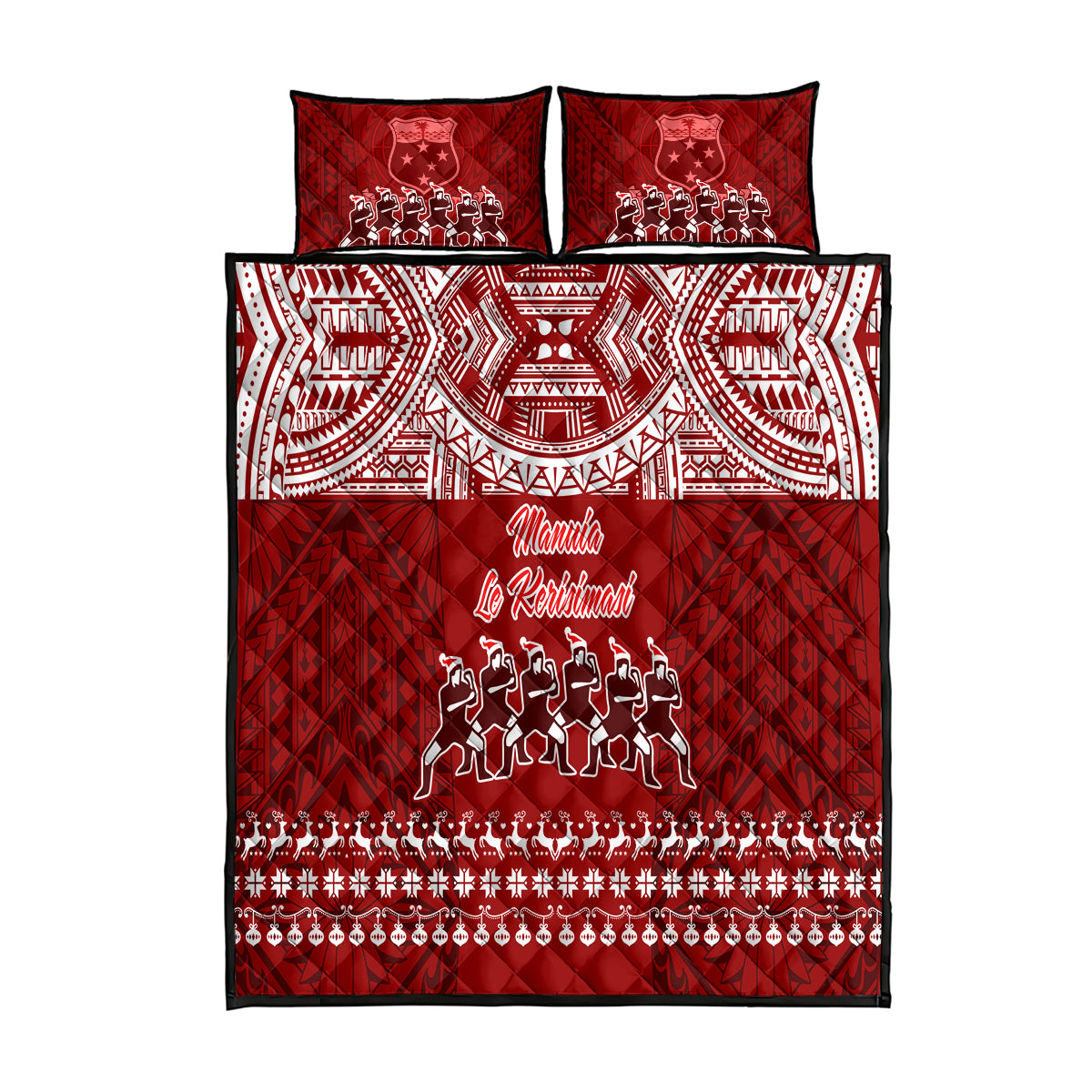 Toa Samoa Christmas Quilt Bed Set Samoa Siva Tau Manuia Le Kerisimasi Red Vibe - Wonder Print Shop
