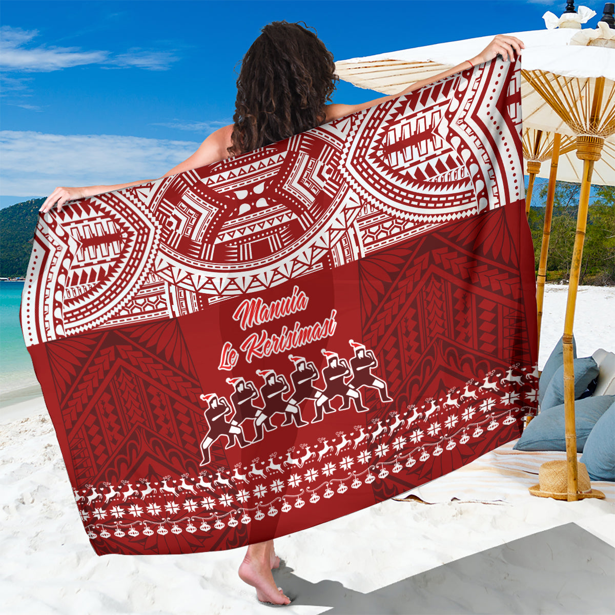 Toa Samoa Christmas Sarong Samoa Siva Tau Manuia Le Kerisimasi Red Vibe - Wonder Print Shop
