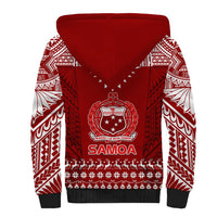 Toa Samoa Christmas Sherpa Hoodie Samoa Siva Tau Manuia Le Kerisimasi Red Vibe - Wonder Print Shop