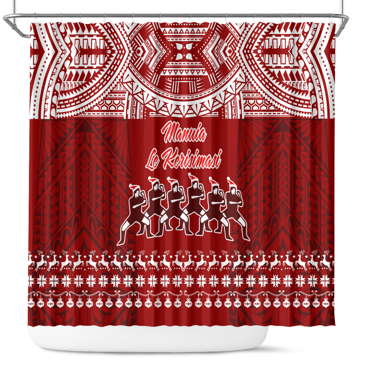 toa-samoa-christmas-shower-curtain-samoa-siva-tau-manuia-le-kerisimasi-red-vibe