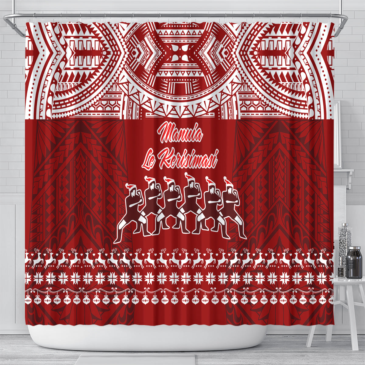 toa-samoa-christmas-shower-curtain-samoa-siva-tau-manuia-le-kerisimasi-red-vibe
