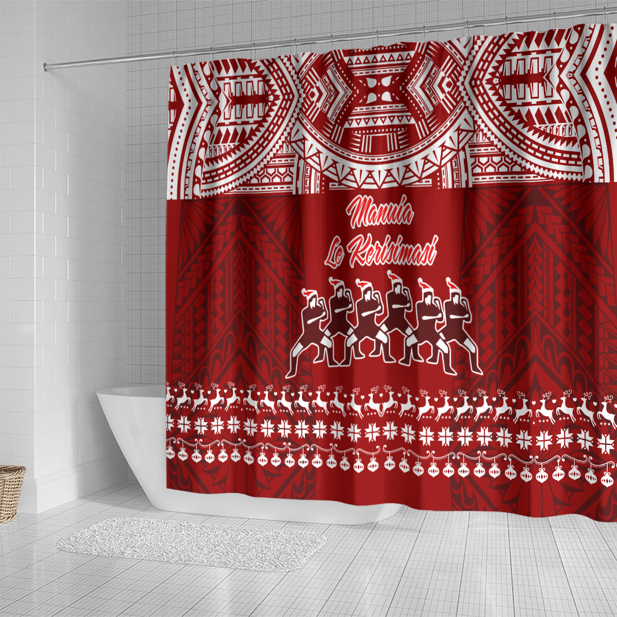 toa-samoa-christmas-shower-curtain-samoa-siva-tau-manuia-le-kerisimasi-red-vibe