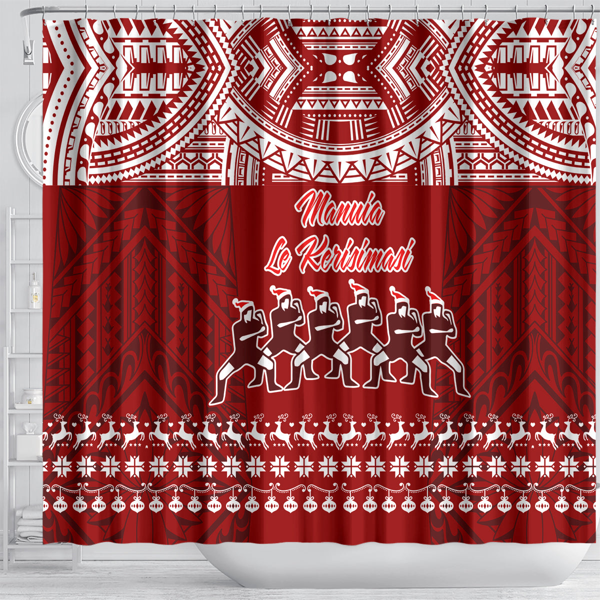 toa-samoa-christmas-shower-curtain-samoa-siva-tau-manuia-le-kerisimasi-red-vibe
