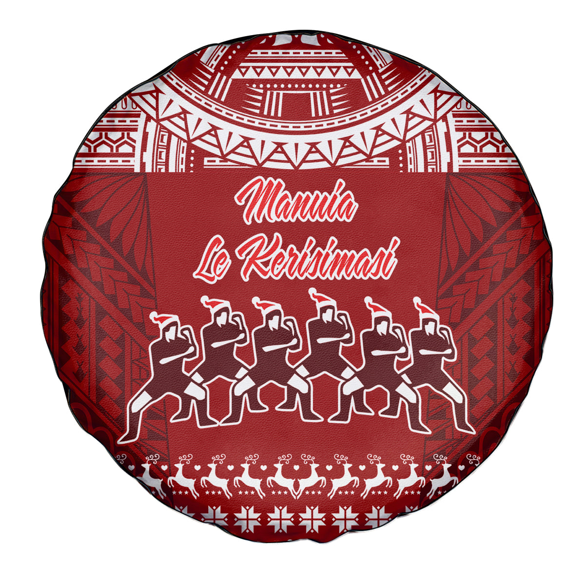 Toa Samoa Christmas Spare Tire Cover Samoa Siva Tau Manuia Le Kerisimasi Red Vibe - Wonder Print Shop
