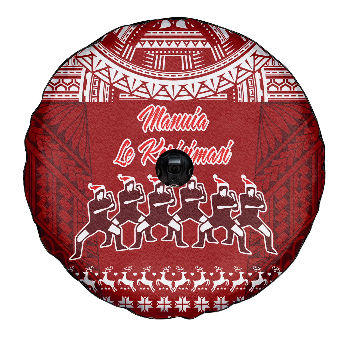 Toa Samoa Christmas Spare Tire Cover Samoa Siva Tau Manuia Le Kerisimasi Red Vibe - Wonder Print Shop