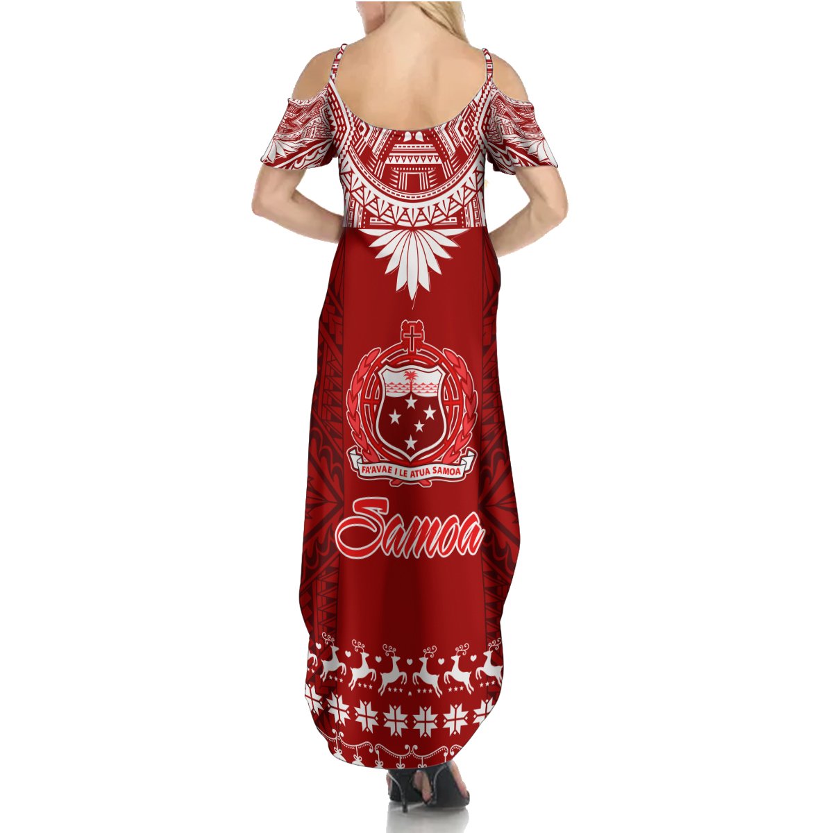Toa Samoa Christmas Summer Maxi Dress Samoa Siva Tau Manuia Le Kerisimasi Red Vibe - Wonder Print Shop