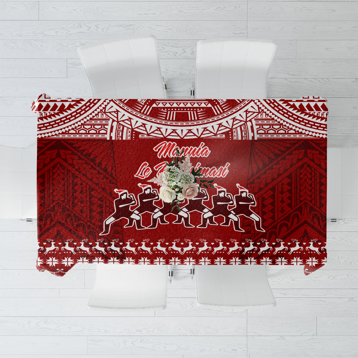 Toa Samoa Christmas Tablecloth Samoa Siva Tau Manuia Le Kerisimasi Red Vibe - Wonder Print Shop