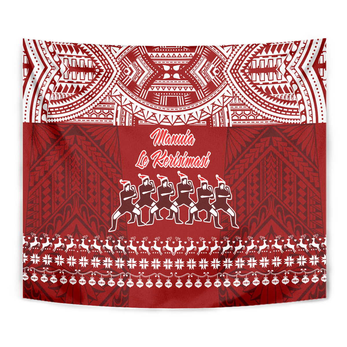 Toa Samoa Christmas Tapestry Samoa Siva Tau Manuia Le Kerisimasi Red Vibe - Wonder Print Shop