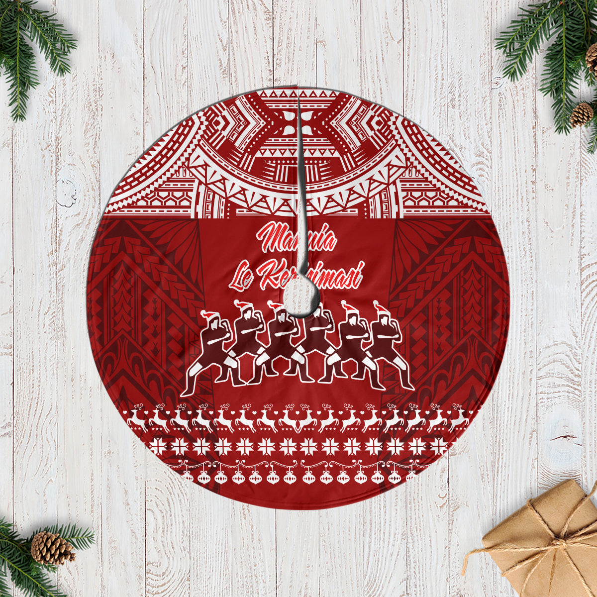 Toa Samoa Christmas Tree Skirt Samoa Siva Tau Manuia Le Kerisimasi Red Vibe - Wonder Print Shop