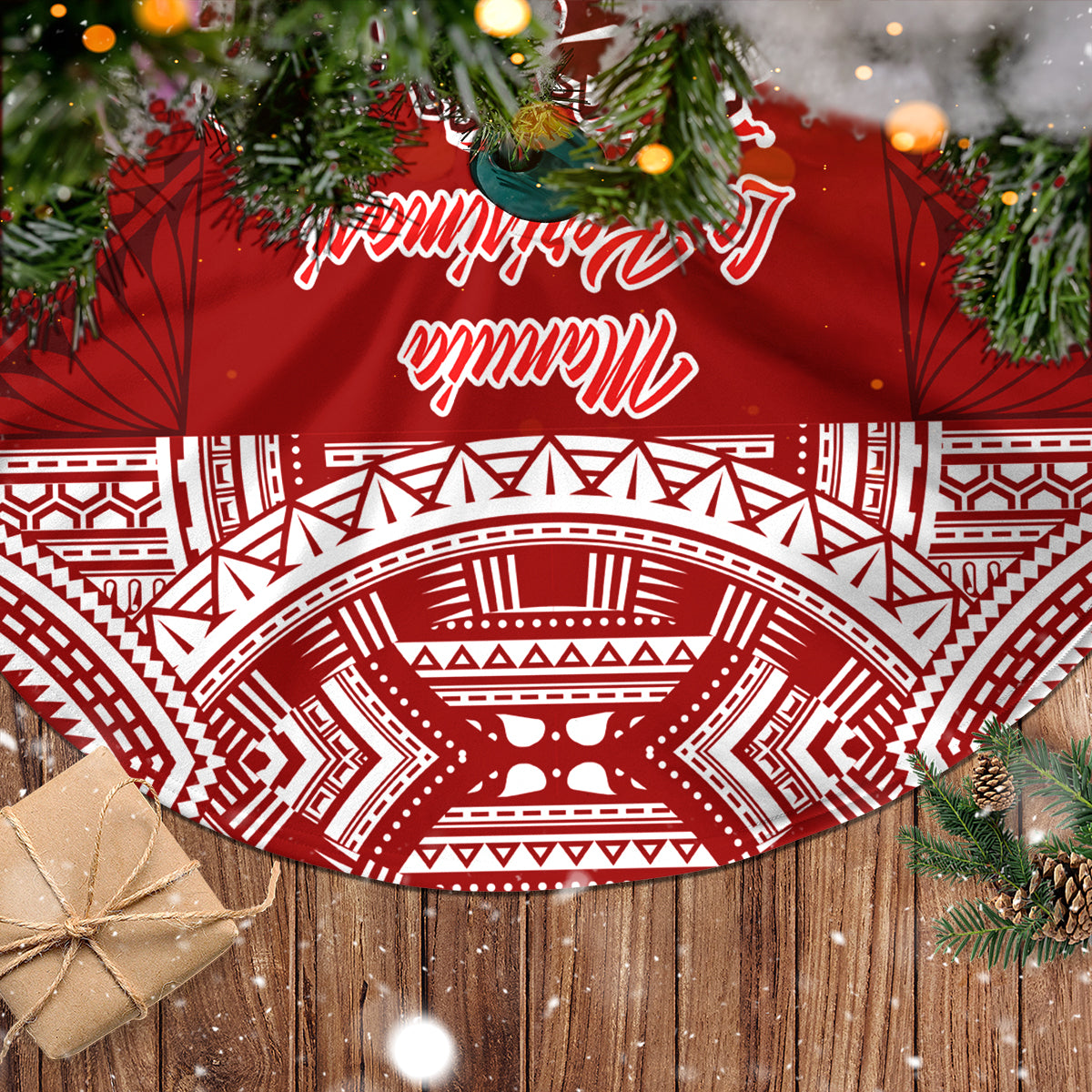 Toa Samoa Christmas Tree Skirt Samoa Siva Tau Manuia Le Kerisimasi Red Vibe - Wonder Print Shop