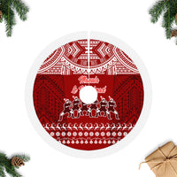 Toa Samoa Christmas Tree Skirt Samoa Siva Tau Manuia Le Kerisimasi Red Vibe - Wonder Print Shop