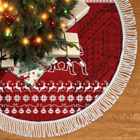 Toa Samoa Christmas Tree Skirt Samoa Siva Tau Manuia Le Kerisimasi Red Vibe - Wonder Print Shop