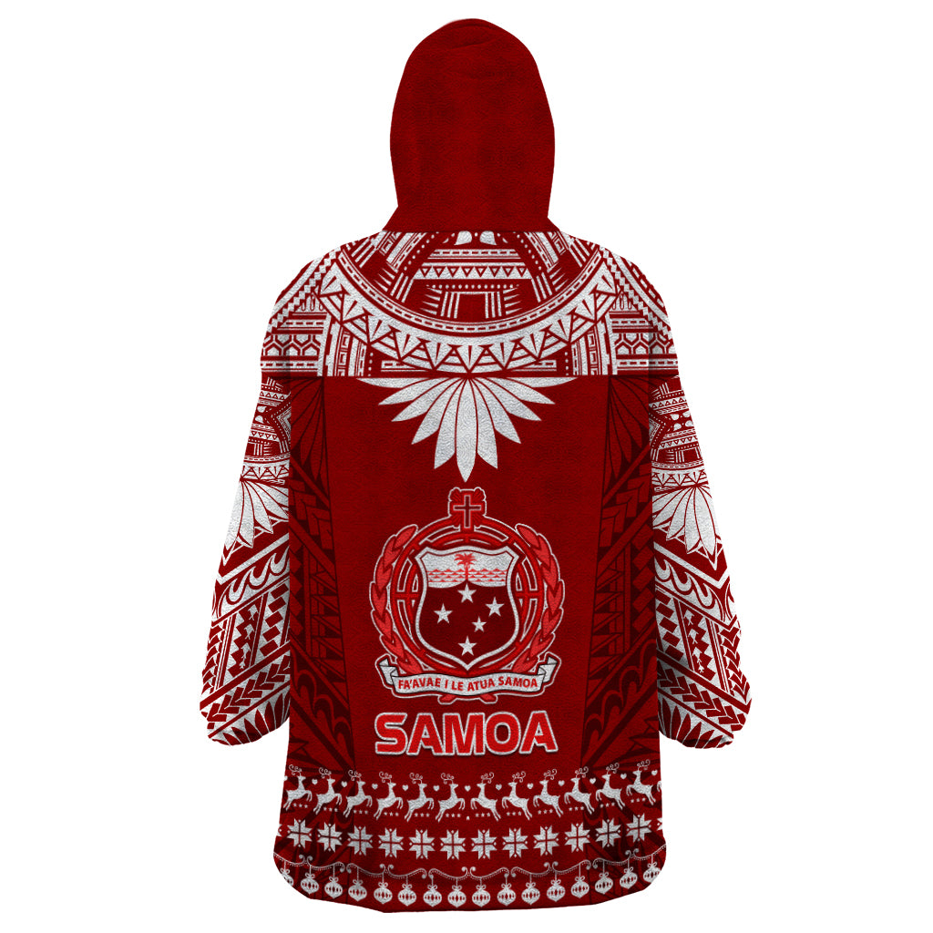 Toa Samoa Christmas Wearable Blanket Hoodie Samoa Siva Tau Manuia Le Kerisimasi Red Vibe - Wonder Print Shop