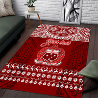 Personalised Toa Samoa Christmas Area Rug Samoa Siva Tau Manuia Le Kerisimasi Red Vibe LT9 - Wonder Print Shop