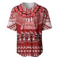 Personalised Toa Samoa Christmas Baseball Jersey Samoa Siva Tau Manuia Le Kerisimasi Red Vibe LT9 - Wonder Print Shop