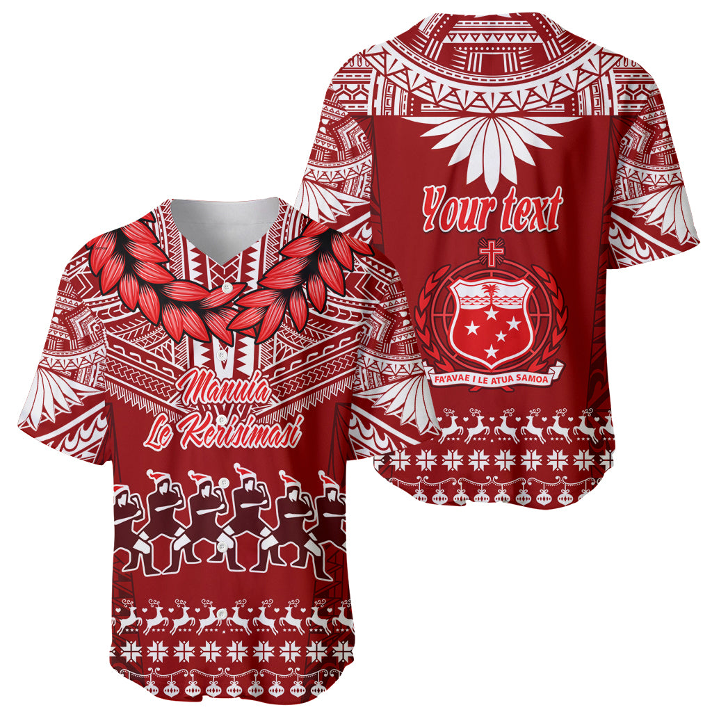 Personalised Toa Samoa Christmas Baseball Jersey Samoa Siva Tau Manuia Le Kerisimasi Red Vibe LT9 - Wonder Print Shop