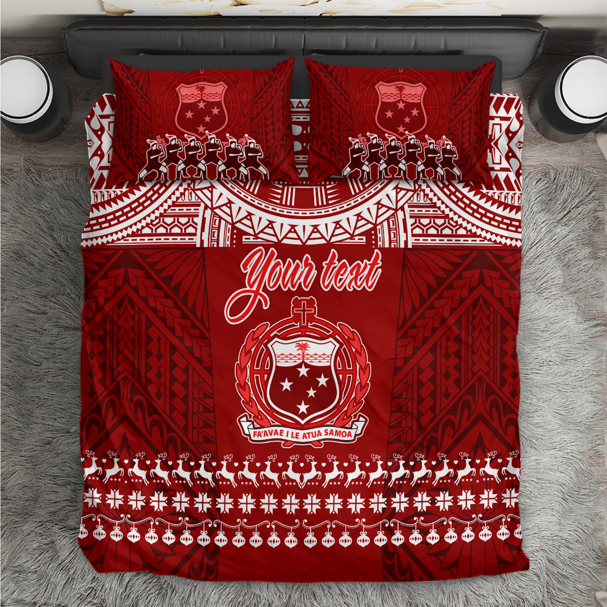 Personalised Toa Samoa Christmas Bedding Set Samoa Siva Tau Manuia Le Kerisimasi Red Vibe LT9 - Wonder Print Shop