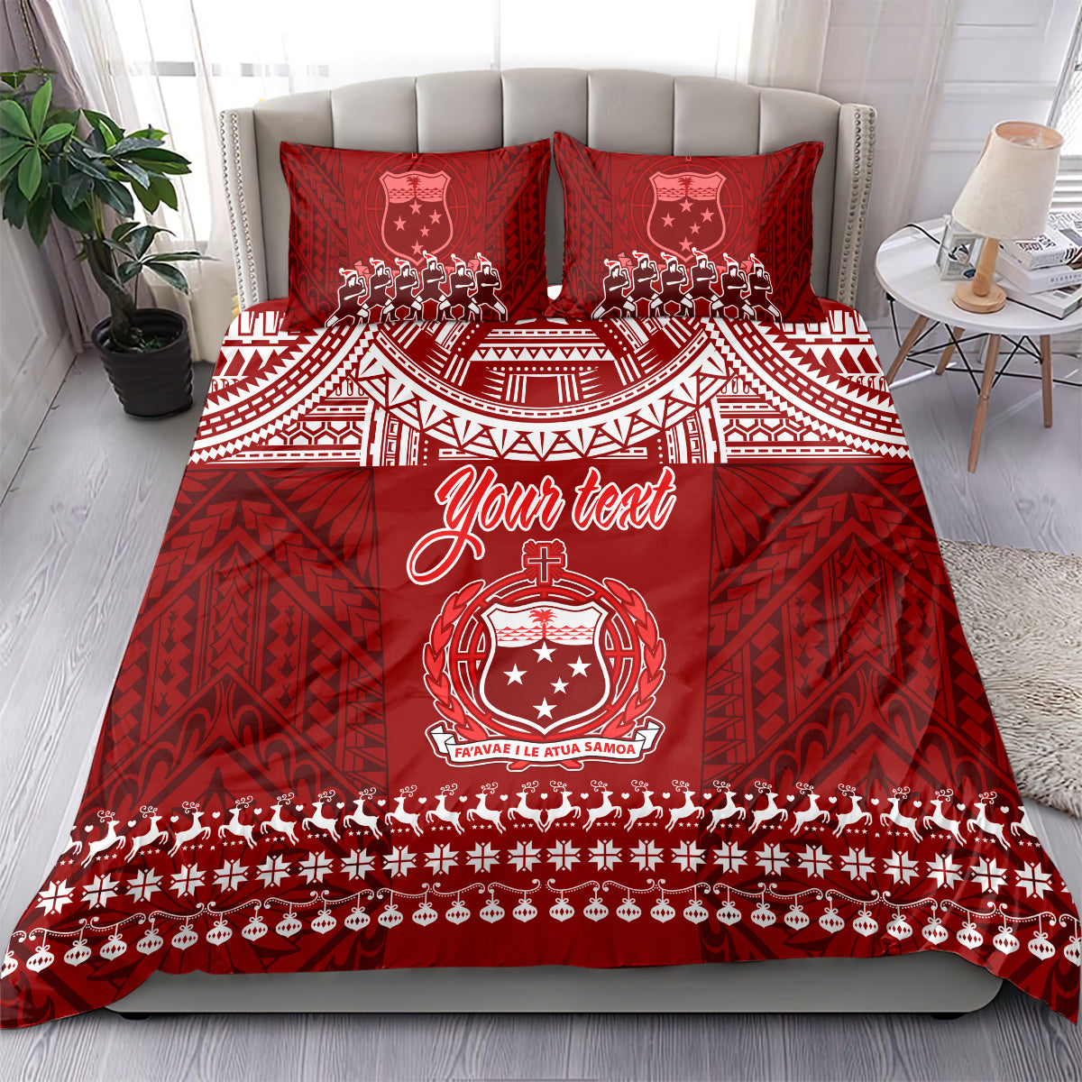 Personalised Toa Samoa Christmas Bedding Set Samoa Siva Tau Manuia Le Kerisimasi Red Vibe LT9 - Wonder Print Shop