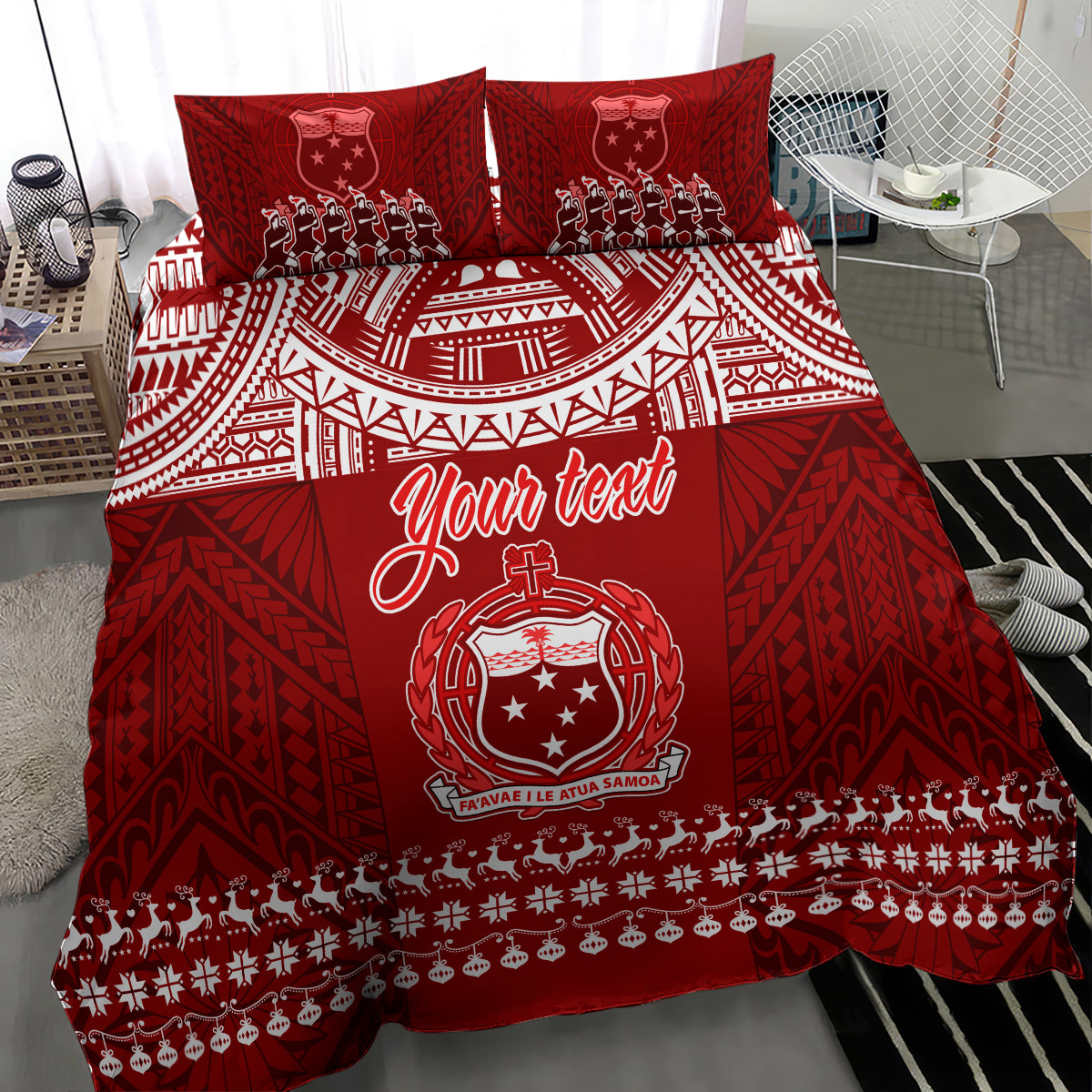 Personalised Toa Samoa Christmas Bedding Set Samoa Siva Tau Manuia Le Kerisimasi Red Vibe LT9 - Wonder Print Shop