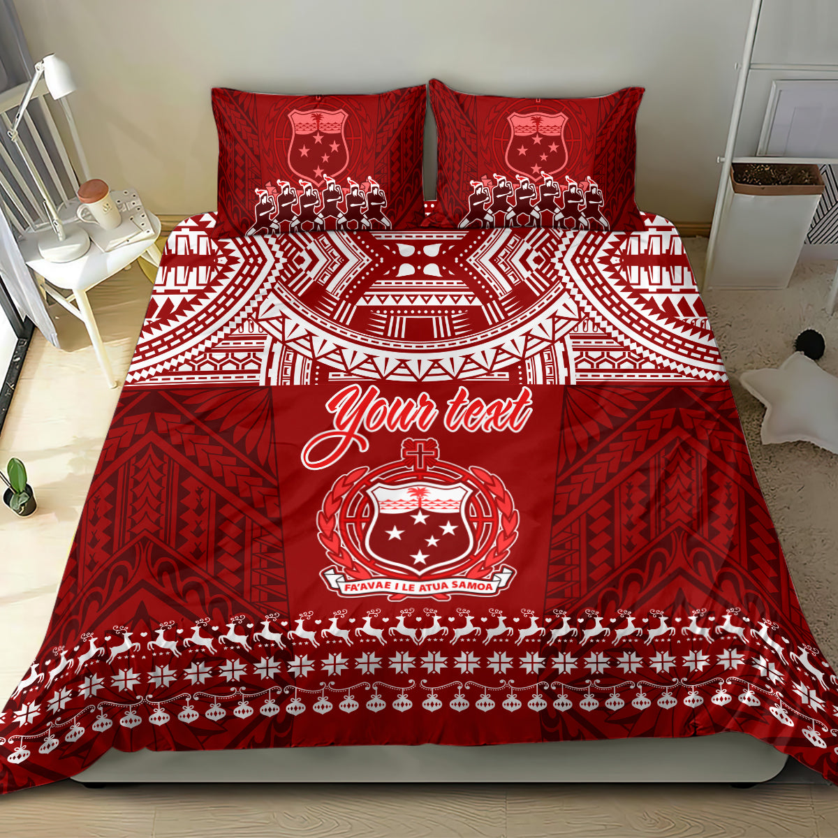 Personalised Toa Samoa Christmas Bedding Set Samoa Siva Tau Manuia Le Kerisimasi Red Vibe LT9 - Wonder Print Shop
