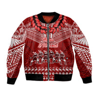Personalised Toa Samoa Christmas Bomber Jacket Samoa Siva Tau Manuia Le Kerisimasi Red Vibe LT9 - Wonder Print Shop