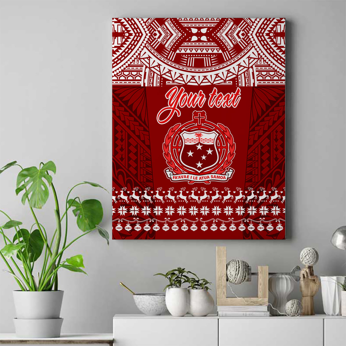 Personalised Toa Samoa Christmas Canvas Wall Art Samoa Siva Tau Manuia Le Kerisimasi Red Vibe LT9 - Wonder Print Shop