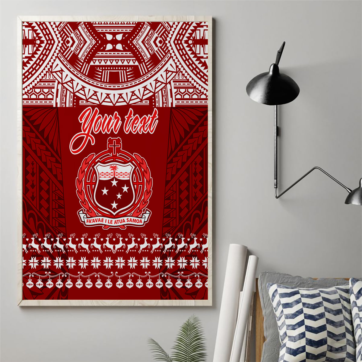 Personalised Toa Samoa Christmas Canvas Wall Art Samoa Siva Tau Manuia Le Kerisimasi Red Vibe LT9 - Wonder Print Shop