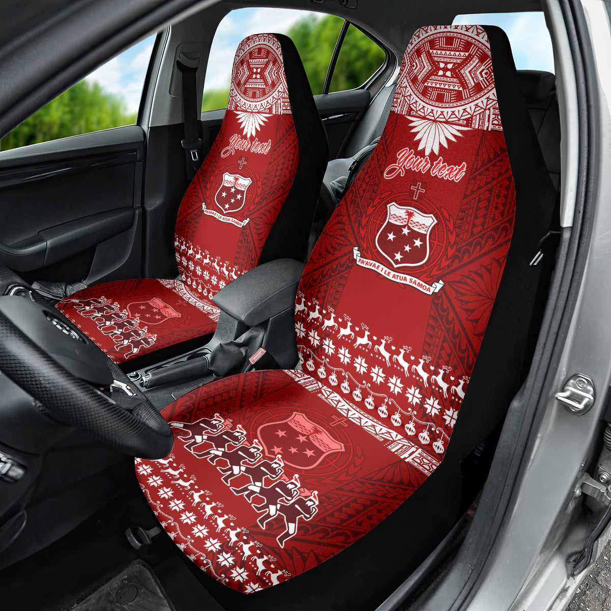 Personalised Toa Samoa Christmas Car Seat Cover Samoa Siva Tau Manuia Le Kerisimasi Red Vibe LT9 - Wonder Print Shop