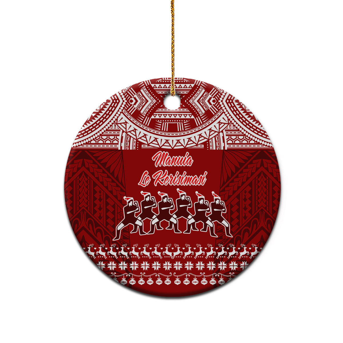 Personalised Toa Samoa Christmas Ceramic Ornament Samoa Siva Tau Manuia Le Kerisimasi Red Vibe LT9 - Wonder Print Shop