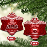 Personalised Toa Samoa Christmas Ceramic Ornament Samoa Siva Tau Manuia Le Kerisimasi Red Vibe LT9 - Wonder Print Shop