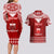 Personalised Toa Samoa Christmas Couples Matching Long Sleeve Bodycon Dress and Hawaiian Shirt Samoa Siva Tau Manuia Le Kerisimasi Red Vibe LT9 - Wonder Print Shop