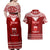 Personalised Toa Samoa Christmas Couples Matching Off Shoulder Maxi Dress and Hawaiian Shirt Samoa Siva Tau Manuia Le Kerisimasi Red Vibe LT9 - Wonder Print Shop