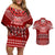 Personalised Toa Samoa Christmas Couples Matching Off Shoulder Short Dress and Hawaiian Shirt Samoa Siva Tau Manuia Le Kerisimasi Red Vibe LT9 - Wonder Print Shop