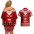 Personalised Toa Samoa Christmas Couples Matching Off Shoulder Short Dress and Hawaiian Shirt Samoa Siva Tau Manuia Le Kerisimasi Red Vibe LT9 - Wonder Print Shop