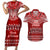 Personalised Toa Samoa Christmas Couples Matching Short Sleeve Bodycon Dress and Hawaiian Shirt Samoa Siva Tau Manuia Le Kerisimasi Red Vibe LT9 - Wonder Print Shop