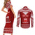 Personalised Toa Samoa Christmas Couples Matching Short Sleeve Bodycon Dress and Long Sleeve Button Shirt Samoa Siva Tau Manuia Le Kerisimasi Red Vibe LT9 - Wonder Print Shop