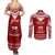 Personalised Toa Samoa Christmas Couples Matching Summer Maxi Dress and Long Sleeve Button Shirt Samoa Siva Tau Manuia Le Kerisimasi Red Vibe LT9 - Wonder Print Shop